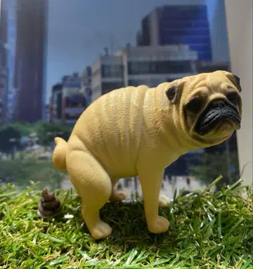 퍼그 피규어 약 10cm 똥 포함