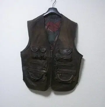 빈티지 SALMI 지퍼 가죽 베스트 자켓 카메라 베스트
