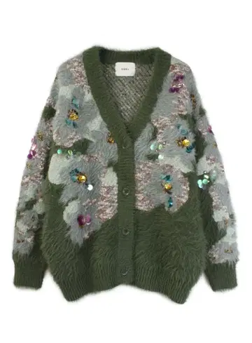 [ 새상품 ] 이번 시즌 꽃무늬 비쥬 샤기 가디건 COEL