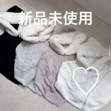 미사용 새상품 퍼 니트 후드티 화이트 evelyn