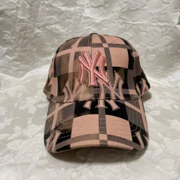 뉴욕 양키스 야구 모자 핑크 체크