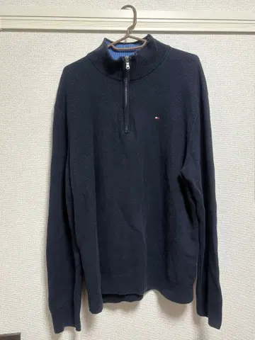 Tommy Hilfiger 하프 지퍼 니트 스웨터 네이비