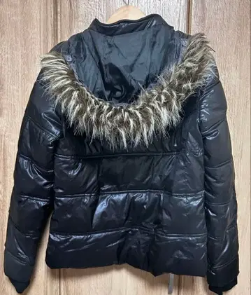 y2k 퍼 후드 다운 자켓 블랙