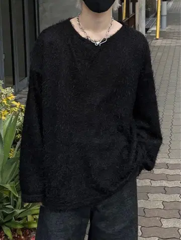 [ Chikashitsu+ ] 샤기 니트 블랙