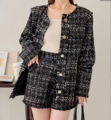 Chico 트위드 자켓 베스트 소매 탈부착 가능