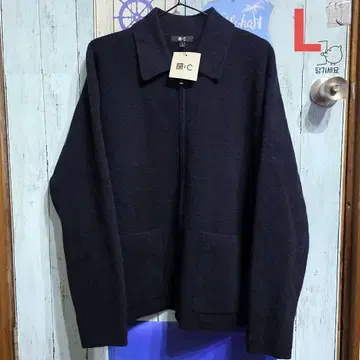 유니클로 c 니트 풀 지퍼 자켓 네이비 l