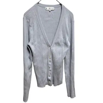 KUMIKYOKU 긴팔 리브 니트 가디건 V넥 라이트 블루