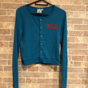 X-girl 파랑 리브 긴팔 가디건