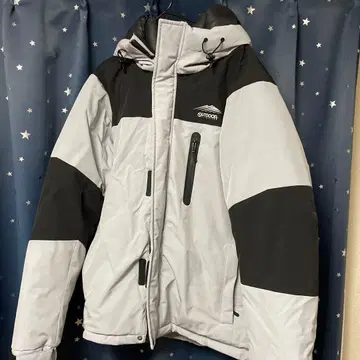 OUTDOOR 후드 부착 다운 자켓 그레이/블랙