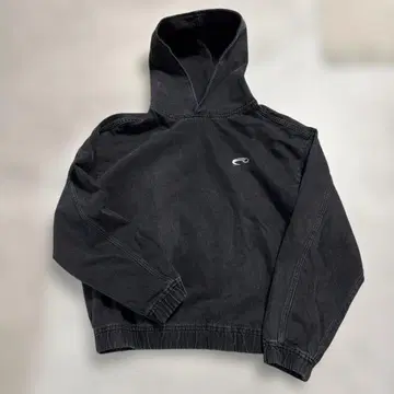 H&M 블랙 후드 부착 크롭 후드티 남성용 XS