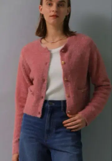 CADUNE 카듀네 반짝이는 니트 자켓 핑크 36 세탁 가능