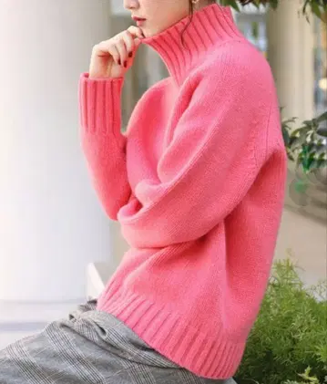 IENA 이에나 AQUA 로우 게이지 하이넥 풀오버 캐시미어 혼방