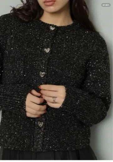 아르페쥬 스토리 스팽글 니트 자켓 블랙 M 사이즈 워셔블