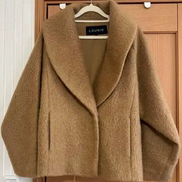 새상품급 LOUNIE 카멜 더블 브레스트 코트 빅 칼라 루니
