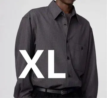 유니클로 U 트윌 워크 오버 사이즈 셔츠 XL 다크 그레이