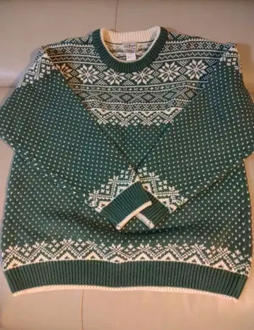 L.L.Bean 남성용 니트 스웨터 그린 버즈아이