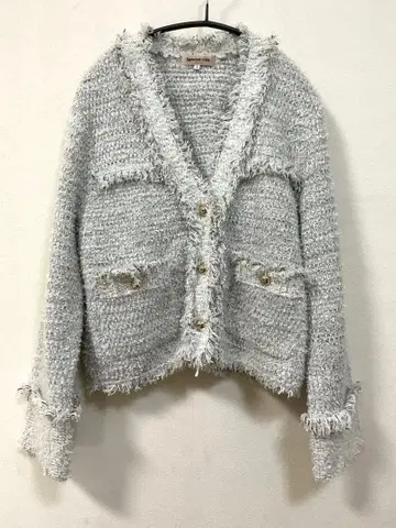 새상품 미사용 아푸와이저 리셰 라메 트위드 니트 자켓 라이트 그레이