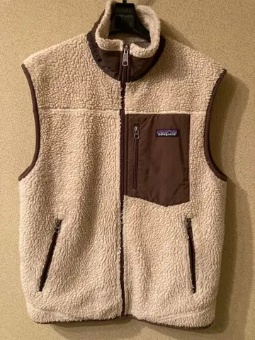 단종 컬러 Patagonia 플리스 베스트 크림/브라운 레트로 레어