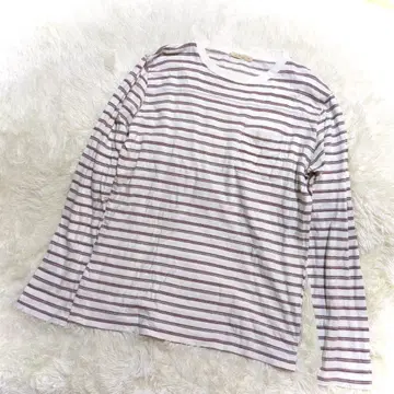 글로벌 워크 T셔츠 (XL) 보더 무늬 라운드넥 긴팔 코튼