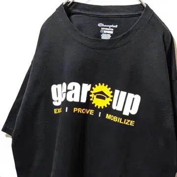 챔피온 기어 업 로고 T셔츠 블랙 L 구제 의류