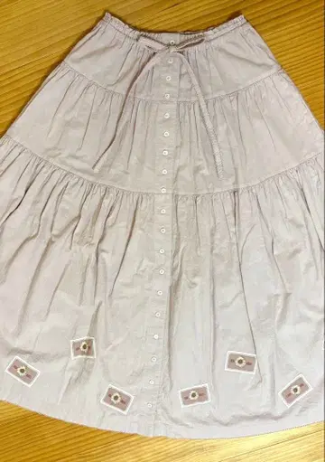 핑크하우스 더스티 핑크색 와펜 스커트