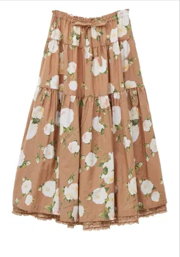 핑크하우스 현행 모델 화이트 로즈 프린트 스커트