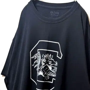 길단 사우스 캐롤라이나 칼리지 빅 로고 T셔츠 블랙 2XL 구제 의류