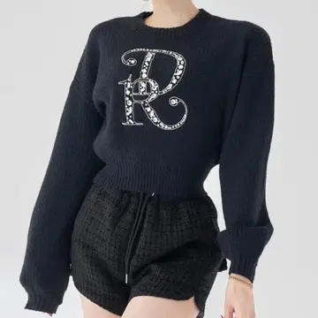 Darich DR 비쥬 볼륨 리브 니트탑 블랙 새상품급