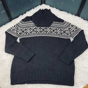 GAP 숄카라 니트 M 다크 그레이 면 100% 새상품급