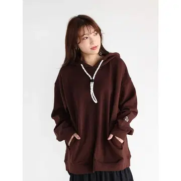 MEDOC 오리지널 자수 본딩 후드티 브라운 야마다야