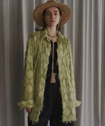 seyto 시스루 자카드 프린지 셔츠 사이즈 1