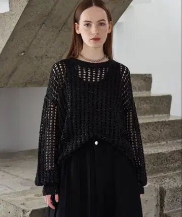 seyto 오픈 워크 스팽글 니트 사이즈 2