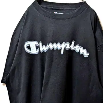 챔피온 Champion 로고 티셔츠 블랙 XL 구제 의류 2중 로고