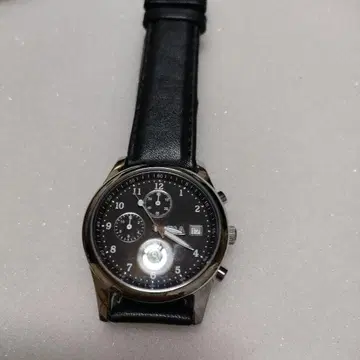 크로노그래프 블랙 가죽 시계