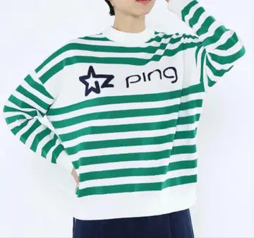 미사용 새상품 택 포함 PING APPAREL 보더 크루넥 니트