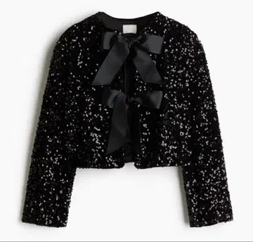 H&M 프론트 리본 스팽글 자켓