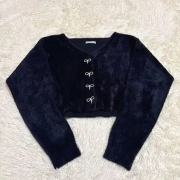 JILL by JILL STUART 리본 비쥬 숏 가디건