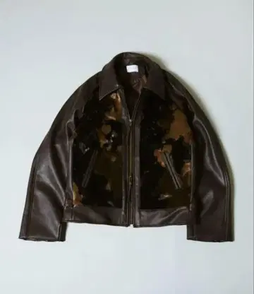 Camphor wood 페이크 송치 가죽 자켓