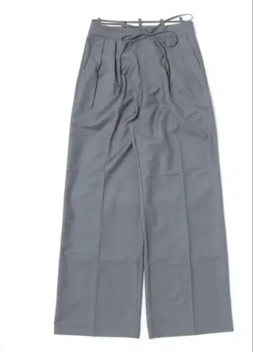 그레이 와이드 팬츠 허리 리본 포함