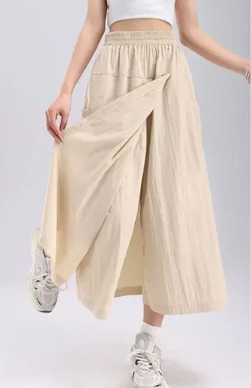 베이지 와이드 팬츠 스커트 XL 사이즈 유틸리티