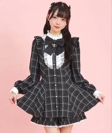 Secret Honey 액세서리 리본 레이스 프릴 셋업 긴팔