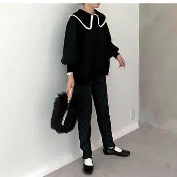 UNMINOU 앙미누 바이컬러 니트 블랙 F