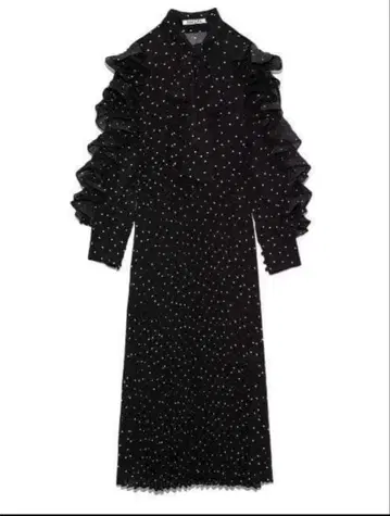 snidel 쉬폰 보타이 도트 원피스 어깨 트임