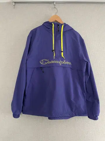 레어 Champion 보라색 나일론 자켓 후드 부착