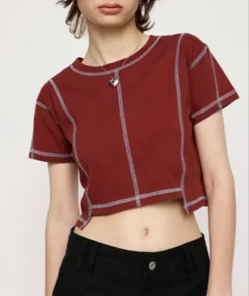 바이컬러 스티치 컴팩트 T셔츠 슬라이