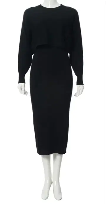 레이어드 니트 원피스 셋업 블랙