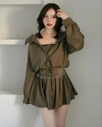 andmary 루이즈 체크 세트 업 안도마리