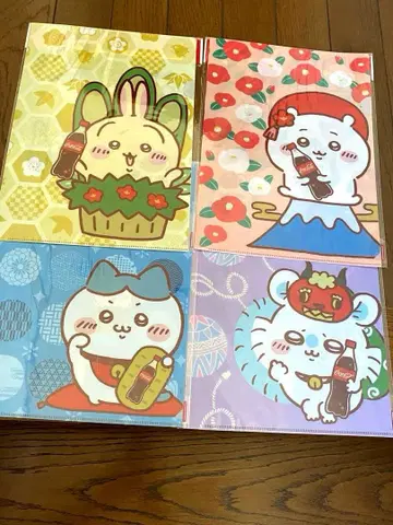 치이카와 코카콜라 콜라보 클리어 파일 4종류 컴프 원단 정월