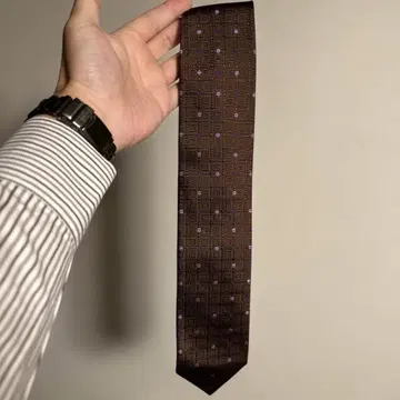폴 스튜어트 기하학 패턴 브라운 넥타이