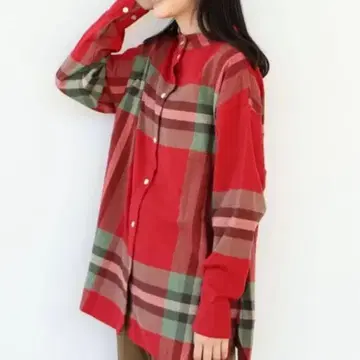 BEAMS BOY 빔즈 보이 빅 타탄 하이넥 셔츠